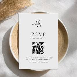 Elegante Monogram Moderne Minimalistische Hochzeit RSVP Karte