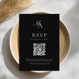 Elegante Monogram Moderne Minimalistische Hochzeit RSVP Karte
