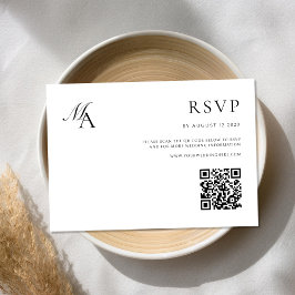 Elegante Monogram Moderne Minimalistische Hochzeit RSVP Karte