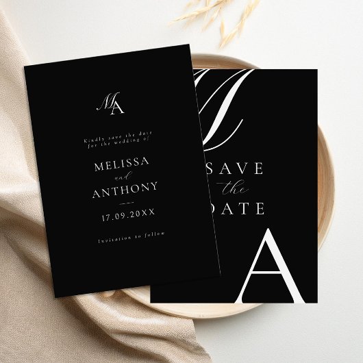 Elegante Monogram Moderne Minimalistische Hochzeit Save The Date