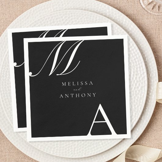 Elegante Monogram Moderne Minimalistische Hochzeit Serviette