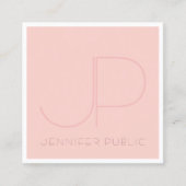 Elegante Monogram Moderne rosa Weiße Vorlage Trend Quadratische Visitenkarte (Vorderseite)
