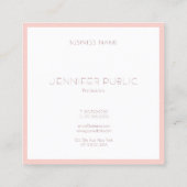 Elegante Monogram Moderne rosa Weiße Vorlage Trend Quadratische Visitenkarte (Rückseite)