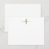 Elegante Monogram Modernes Script Gold Gray Mitteilungskarte (Vorne/Hinten)