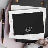 Elegante Monogram Name Black Gold Script Note Card Mitteilungskarte