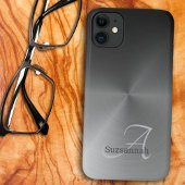 Elegante Monogram Name Black Ombre Imitats Metal Case-Mate iPhone Hülle