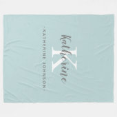 Elegante Monogram Name Blue Fleece Blanket (Vorderseite (Horizontal))