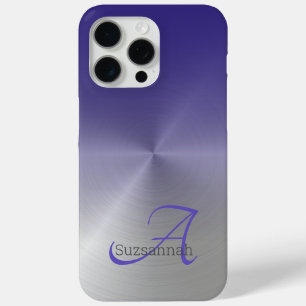 Elegante Monogram Name Lila Ombre Imitats Metal Case-Mate iPhone Hülle
