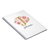 Elegante Monogram Name Pink Gold Floral Script Notizblock (Rechte Seite)