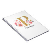Elegante Monogram Name Pink White Floral Office Notizblock (Rechte Seite)