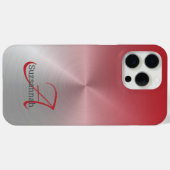 Elegante Monogram Name Red Ombre Imitats Metal Cas Case-Mate iPhone Hülle (Rückseite (Horizontal))