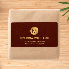 Elegante Monogram Name Red Texture & Gold Shipping