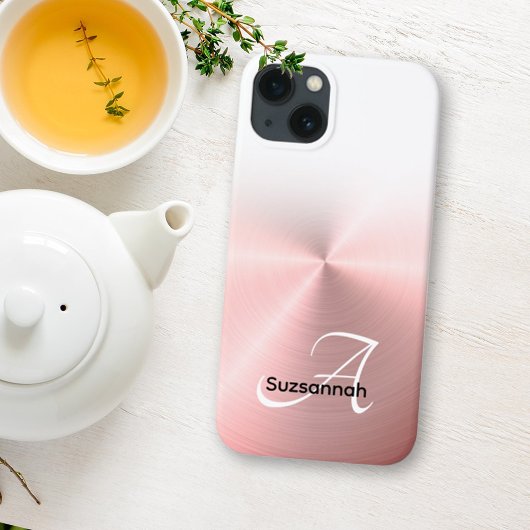 Elegante Monogram Name Rose Gold Imitate Metal Case-Mate iPhone Hülle