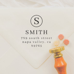 Elegante Monogram & Name-Rücksendeadresse Permastempel