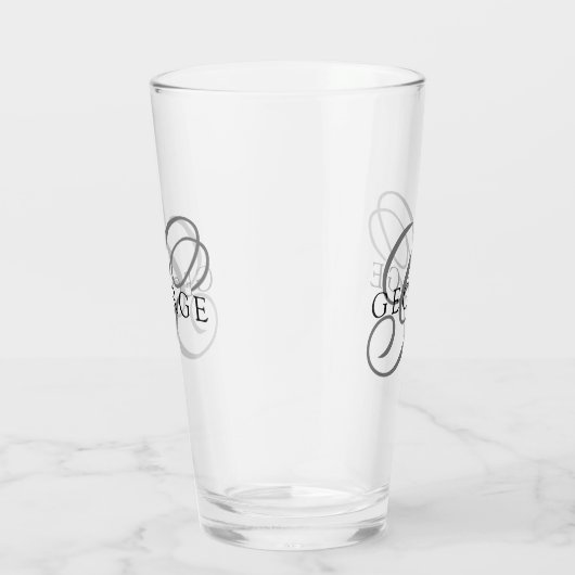 Elegante Monogram Name Script Beer Glas (Rechts)