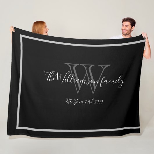 Elegante Monogram Name Script Chic Wedding Keepake Fleecedecke (Beispiel)