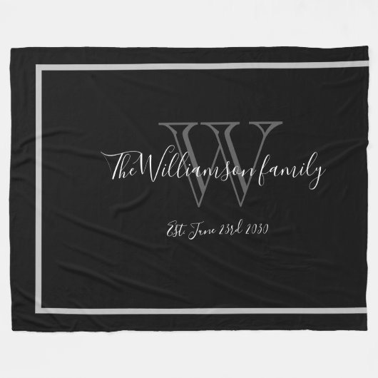 Elegante Monogram Name Script Chic Wedding Keepake Fleecedecke (Vorderseite (Horizontal))
