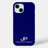 Elegante Monogram Name Template Navy Blue Trendy Case-Mate iPhone Hülle (Rückseite)