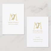 Elegante Monogram Name White Gold Visitenkarte (Vorne/Hinten)