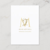 Elegante Monogram Name White Gold Visitenkarte (Vorderseite)