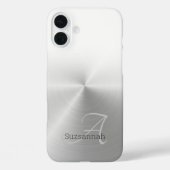 Elegante Monogram Name White Ombre Imitate Metal Case-Mate iPhone Hülle (Rückseite)