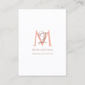 Elegante Monogram Name White Rose Gold Visitenkarte (Vorderseite)