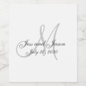 Elegante Monogram-Namen Vielen Dank für Ihre Hochz Weinetikett (Einzelnes Label)
