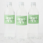 Elegante Monogram + Names Chic Soft Green Wedding Wasserflaschenetikett (Flaschen)