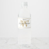 Elegante Monogram Names Chic White & Gold Wedding Wasserflaschenetikett (Vorderseite)