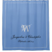 Elegante Monogram & Names Light Blue Gray Black Duschvorhang (Vorderseite)