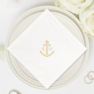 Elegante Monogram Nautical Anchor Wedding Servietten Mit Folie