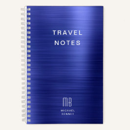 Elegante Monogram Navy Blue Travel Notizblock