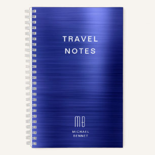 Elegante Monogram Navy Blue Travel Notizblock