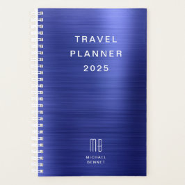 Elegante Monogram Navy Blue Travel Planer
