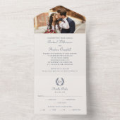 Elegante Monogram Navy Blue Wedding All In One Einladung (Innen Boden)
