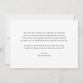 Elegante Monogram Navy Blue Wedding Dankeskarte (Rückseite)