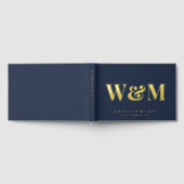 Elegante Monogram Navy Blue Wedding Gästebuch (Voll)