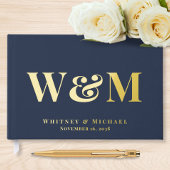Elegante Monogram Navy Blue Wedding Gästebuch