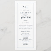 Elegante Monogram Navy Blue Wedding Programm (Vorderseite)