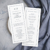 Elegante Monogram Navy Blue Wedding Programm