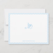 Elegante Monogram Niedlich Baby Blue Gingham Karo Mitteilungskarte (Rückseite)