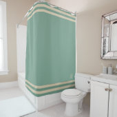 Elegante Monogram Ocean Green Cream Striped Duschvorhang (Beispiel)