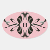 Elegante Monogram Oval Aufkleber mit künstlerisch  (Vorderseite)