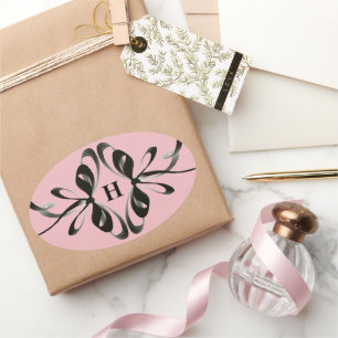 Elegante Monogram Oval Aufkleber mit künstlerisch 