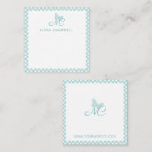 Elegante Monogram Pastel Türkis Personalisiert Mitteilungskarte (Vorne/Hinten)