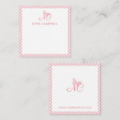 Elegante Monogram Peach Pink Gingham Personalisier Mitteilungskarte (Vorne/Hinten)