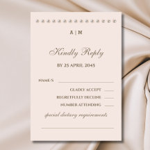 Elegante Monogram Pearl Wedding RSVP Card
