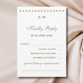 Elegante Monogram Pearl Wedding RSVP Card Karte