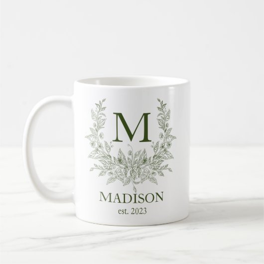 Elegante Monogram Personalisiert Coffee Tasse (Links)