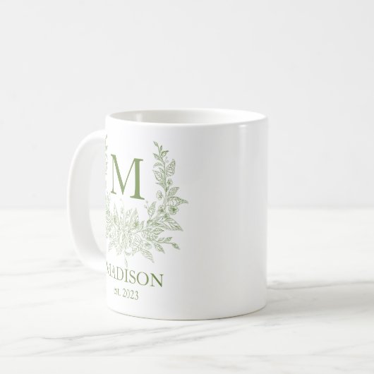 Elegante Monogram Personalisiert Coffee Tasse (Vorderseite Links)